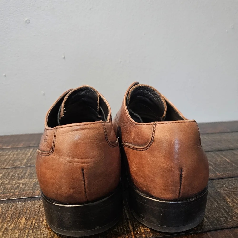 BOSS Mettor Oxford Brown Leather Lace Up Dress Shoe Office Mens Size 9